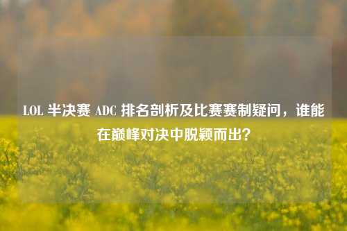 LOL 半决赛 ADC 排名剖析及比赛赛制疑问，谁能在巅峰对决中脱颖而出？