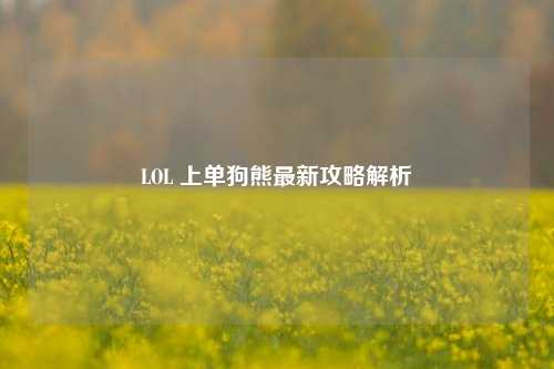 LOL 上单狗熊最新攻略解析