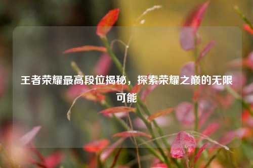 王者荣耀最高段位揭秘，探索荣耀之巅的无限可能