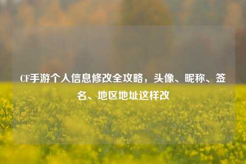 CF手游个人信息修改全攻略,头像、昵称、签名、地区地址这样改
