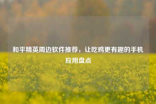 和平精英周边软件推荐，让吃鸡更有趣的手机应用盘点