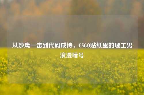 从沙鹰一击到代码成诗，CSGO贴纸里的理工男浪漫暗号