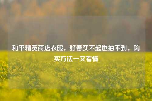 和平精英商店衣服,好看买不起也抽不到,购买方法一文看懂
