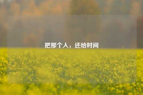 把那个人，还给时间
