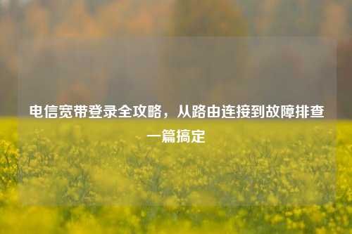 电信宽带登录全攻略，从路由连接到故障排查一篇搞定