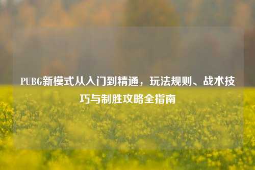 PUBG新模式从入门到精通，玩法规则、战术技巧与制胜攻略全指南