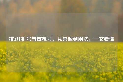 排3开机号与试机号,从来源到用法,一文看懂