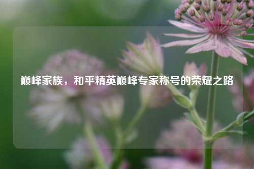 巅峰家族，和平精英巅峰专家称号的荣耀之路