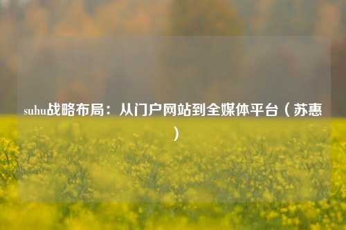 suhu战略布局：从门户网站到全媒体平台（苏惠）