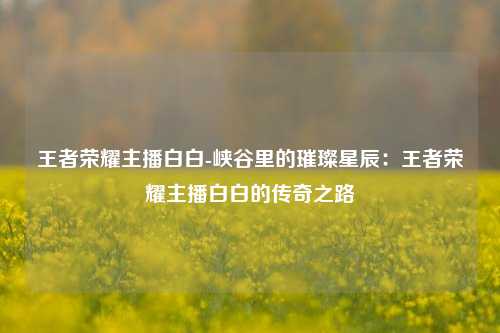 王者荣耀主播白白-峡谷里的璀璨星辰:王者荣耀主播白白的传奇之路