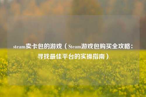 steam卖卡包的游戏（Steam游戏包购买全攻略：寻找最佳平台的实操指南）