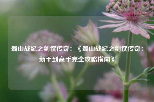蜀山战纪之剑侠传奇：《蜀山战纪之剑侠传奇：新手到高手完全攻略指南》
