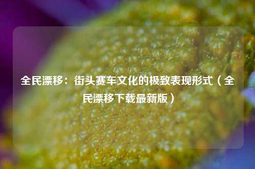 全民漂移：街头赛车文化的极致表现形式（全民漂移下载最新版）